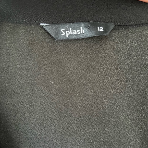 3 / $25 Splash black sheer dolman sleeve blouse size 12 - Picture 4 of 4